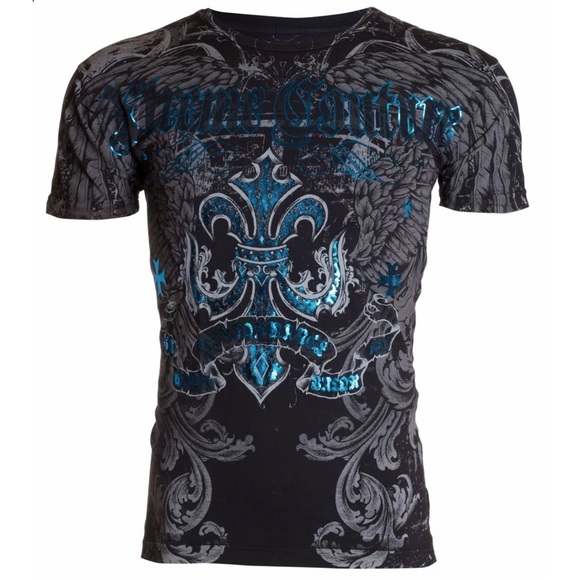 Xtreme Couture by Affliction Men's T-Shirt SANDSTONE Black Biker Cross S-5XL - Picture 2 of 6